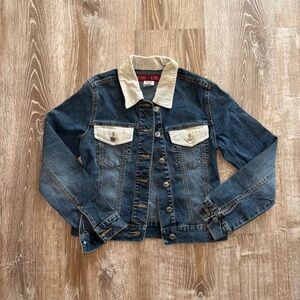 Vintage Y2K Denim Jacket with Cream Accents